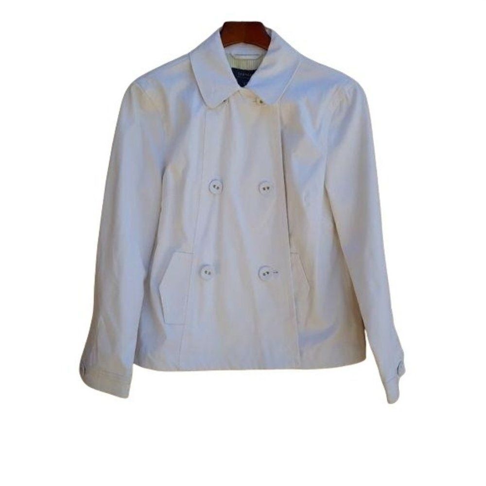 George Military Short Peacoat Jacket Button Down‎ Lined Pockets White Sz 8/10